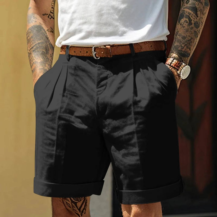 Men's Tailored Pleated Shorts – Turn-Up Hem & Refined Fit