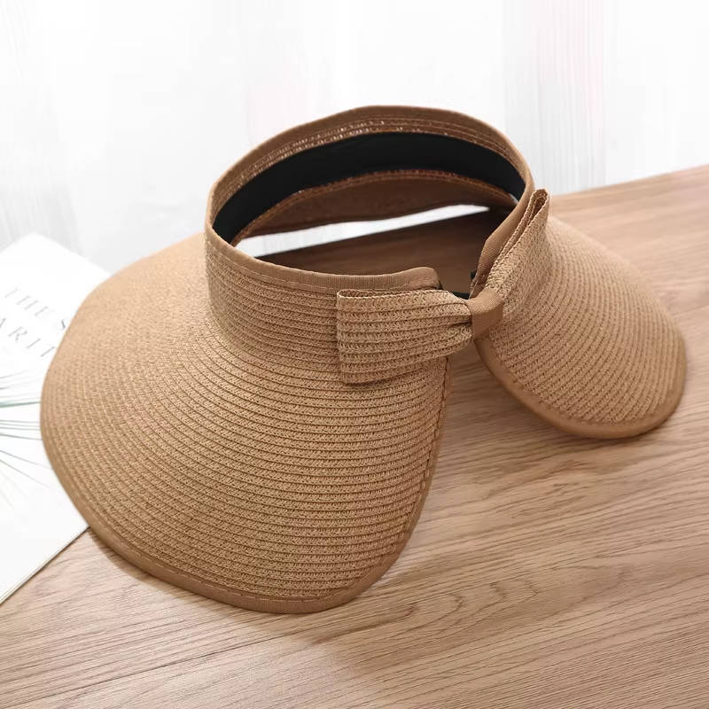 Straw Wide Brim Visor Hat for Women – Open Crown Sun Hat