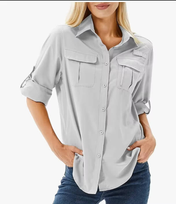 Women's Utility Safari Shirt – Roll Sleeve & Pocket Detail