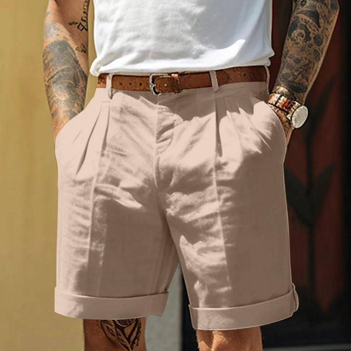 Men's Tailored Pleated Shorts – Turn-Up Hem & Refined Fit