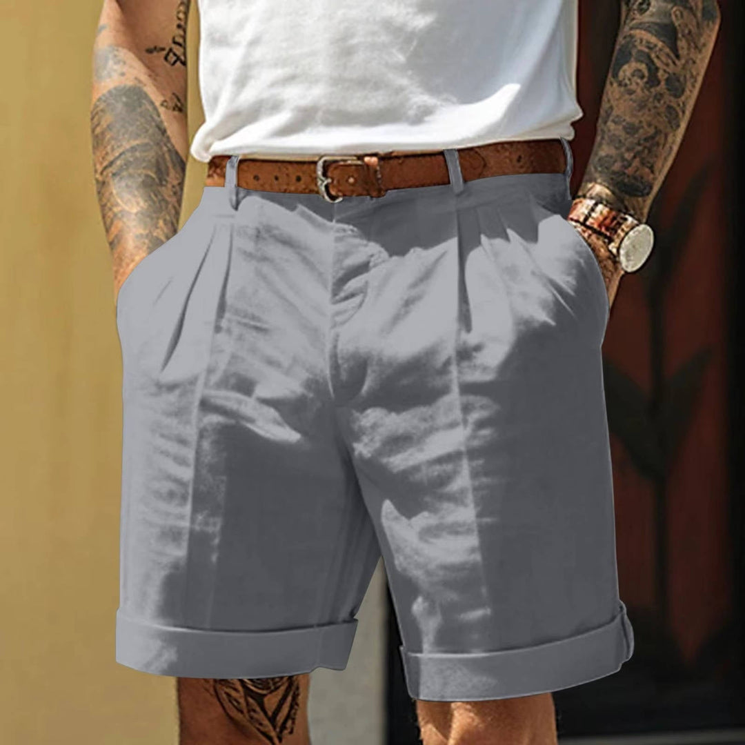 Men's Tailored Pleated Shorts – Turn-Up Hem & Refined Fit