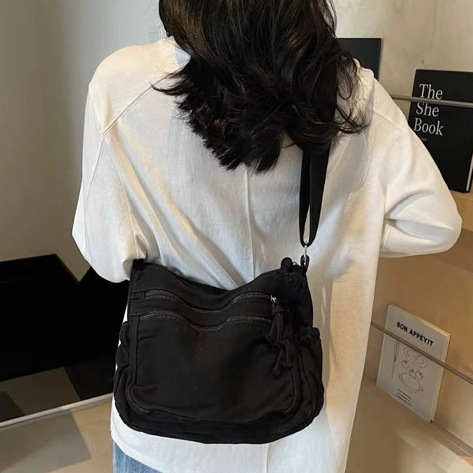 Women's Canvas Crossbody Bag – Multi-Pocket Retro Style