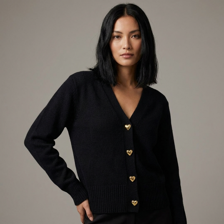 Knit Cardigan for Women – V-Neck Button-Front Relaxed Fit
