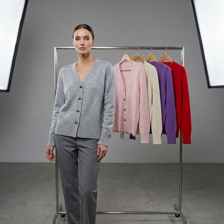 Knit Cardigan for Women – V-Neck Button-Front Relaxed Fit