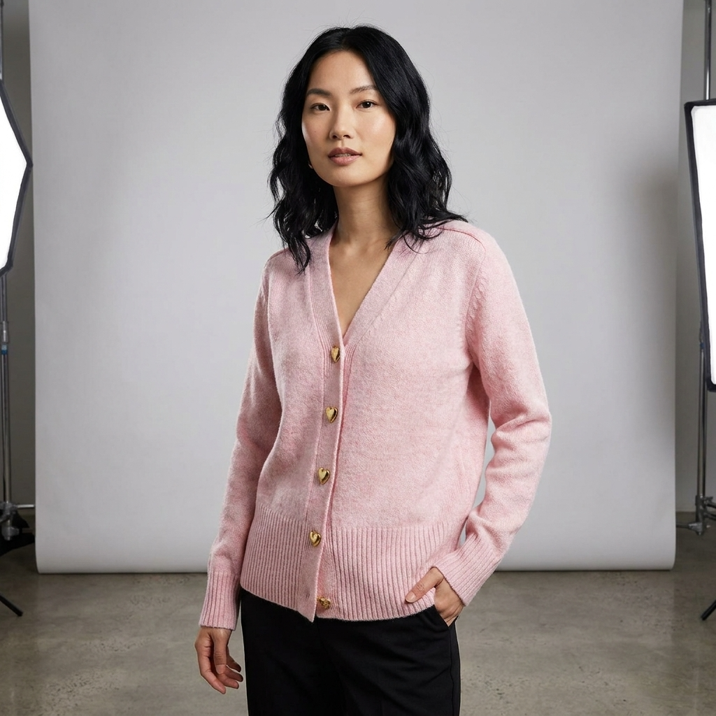 Knit Cardigan for Women – V-Neck Button-Front Relaxed Fit