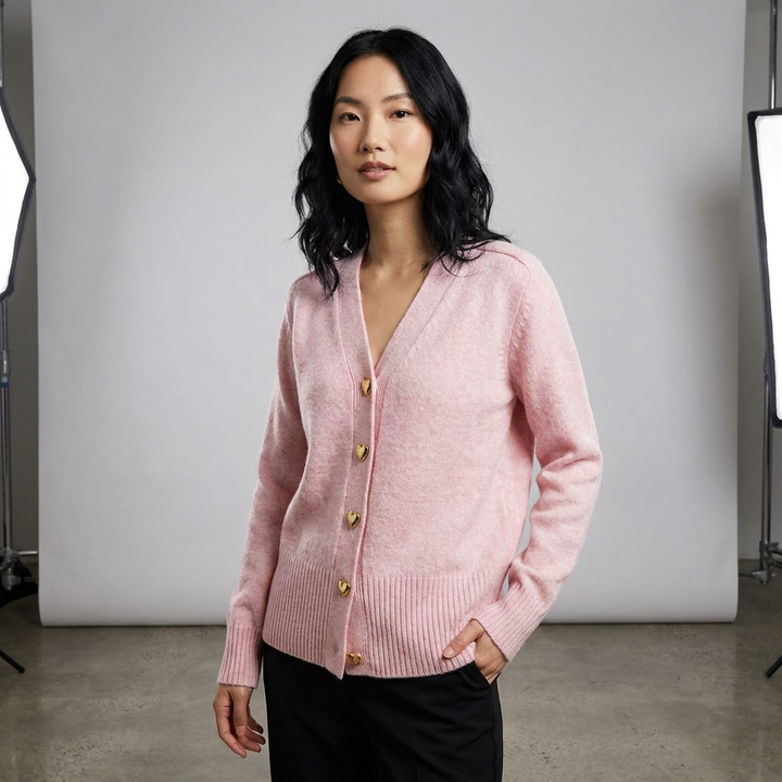 Knit Cardigan for Women – V-Neck Button-Front Relaxed Fit