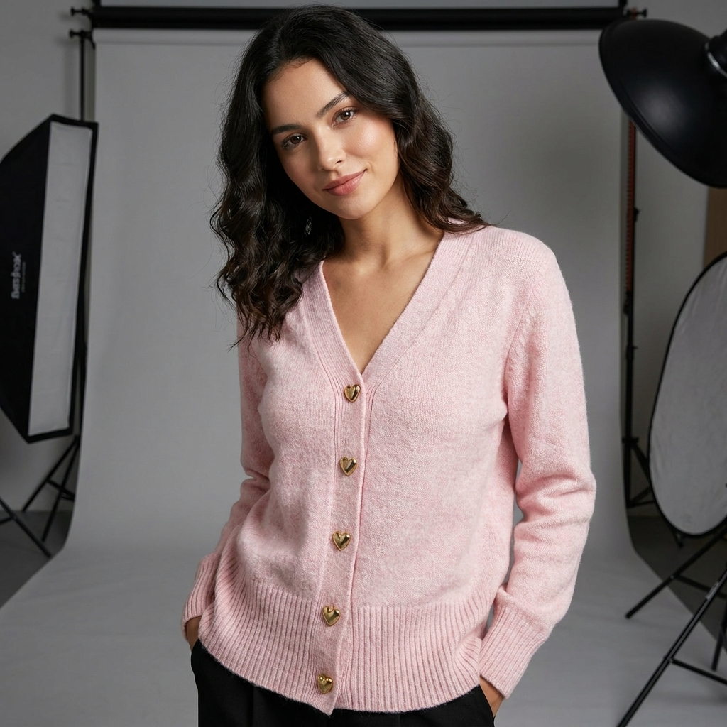Knit Cardigan for Women – V-Neck Button-Front Relaxed Fit