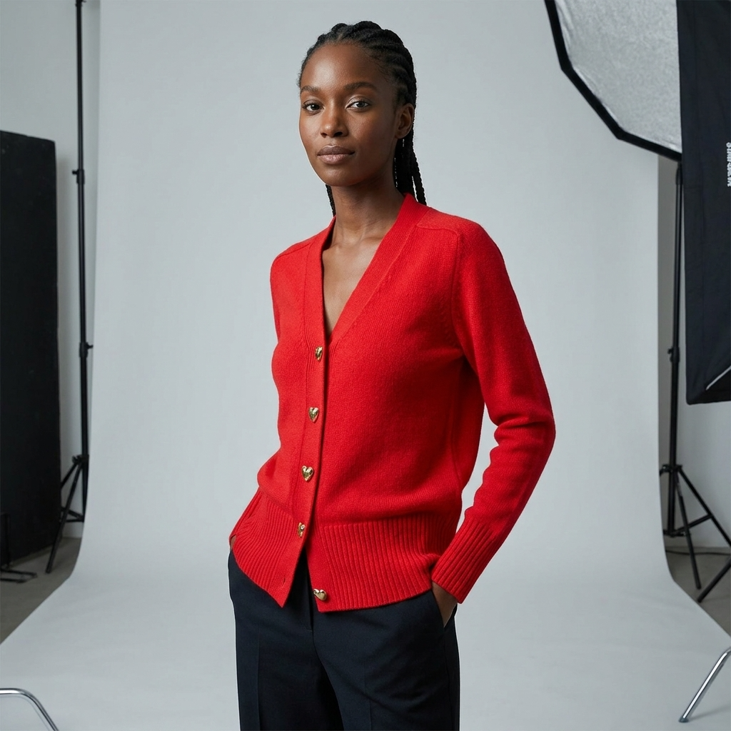 Knit Cardigan for Women – V-Neck Button-Front Relaxed Fit