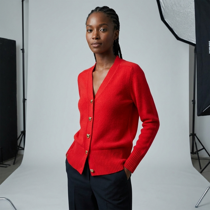 Knit Cardigan for Women – V-Neck Button-Front Relaxed Fit