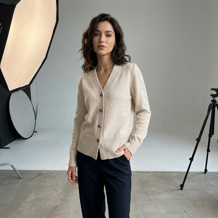 Knit Cardigan for Women – V-Neck Button-Front Relaxed Fit