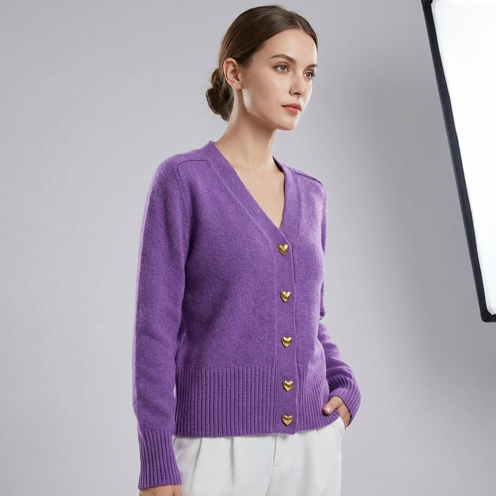 Knit Cardigan for Women – V-Neck Button-Front Relaxed Fit