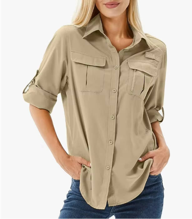 Women's Utility Safari Shirt – Roll Sleeve & Pocket Detail
