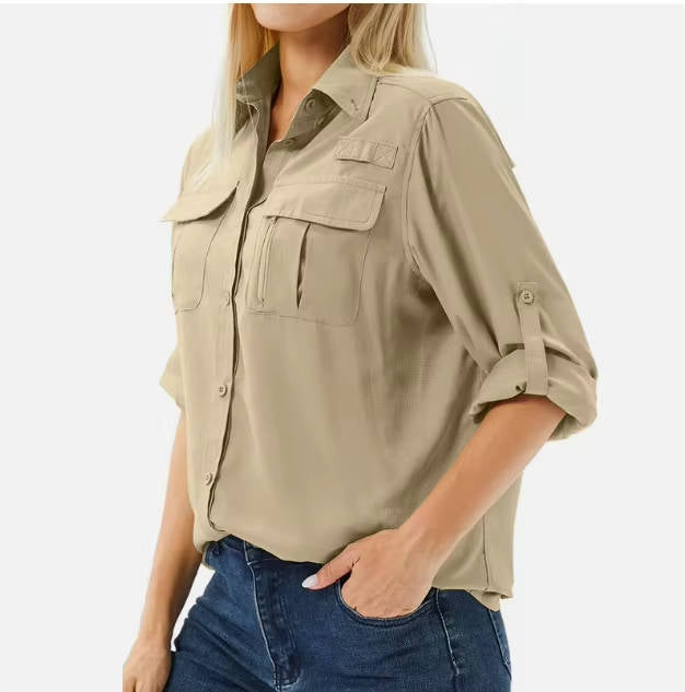 Women's Utility Safari Shirt – Roll Sleeve & Pocket Detail