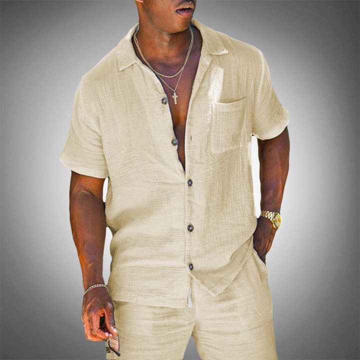 Men's Linen Two-Piece Shirt and Pants – Lightweight Breathable Co-Ord