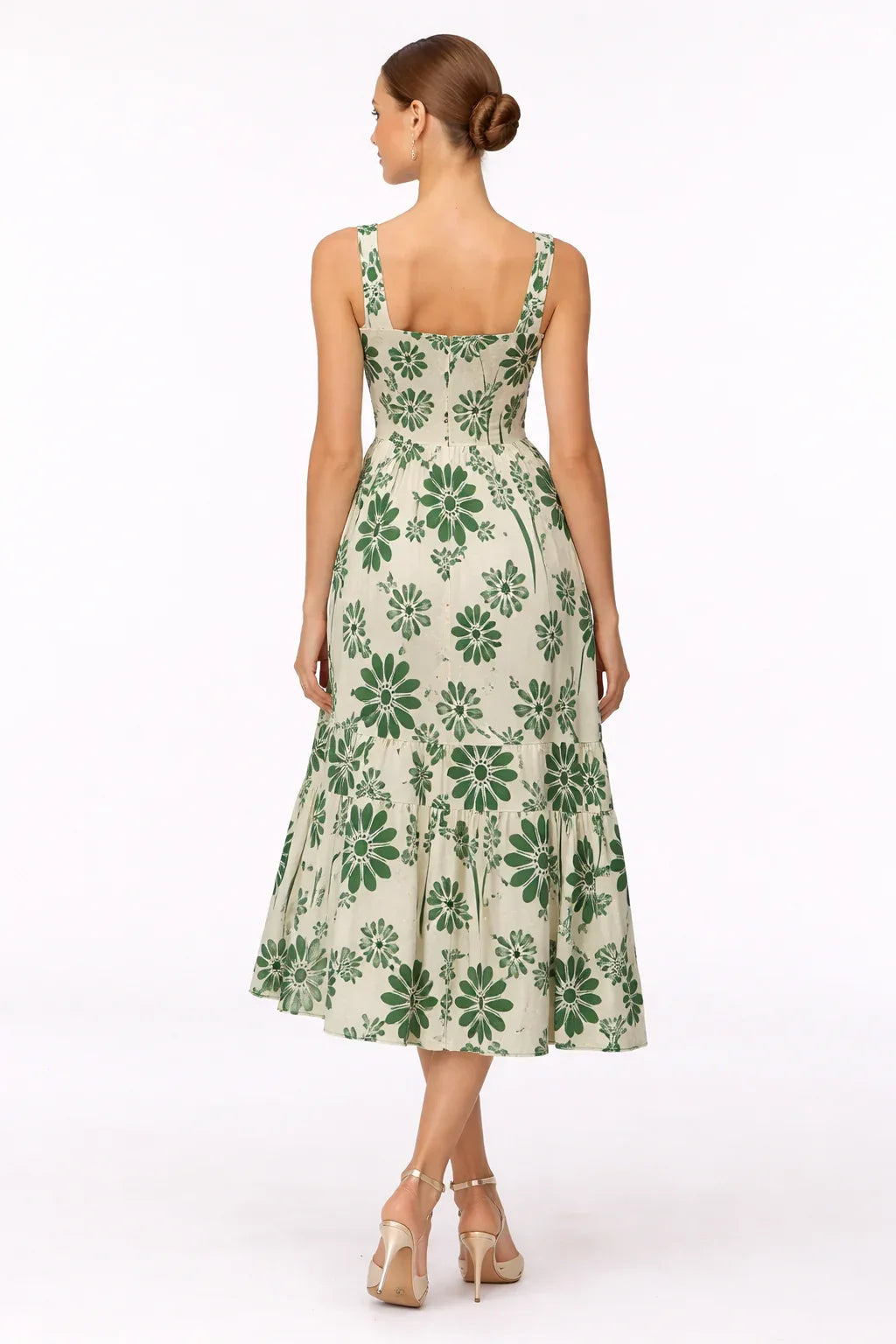 Floral Maternity Midi Dress – Smocked Bodice & Flared Skirt