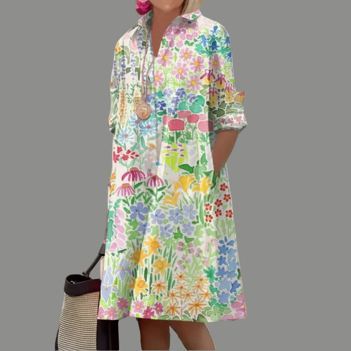 Floral Midi Dress – 3D Print Stretch Women&