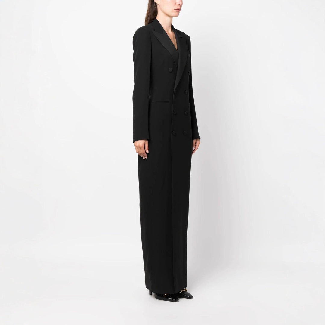 Women's Tailored Maxi Dress – Double-Breasted Blazer Style