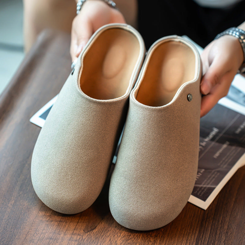 Men's Slip-On Mules – Suede Closed Toe Flat Casual Shoes
