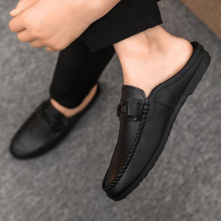 Men's Slip-On Mule Loafers Gommino Open-Back Backless Flat Shoe