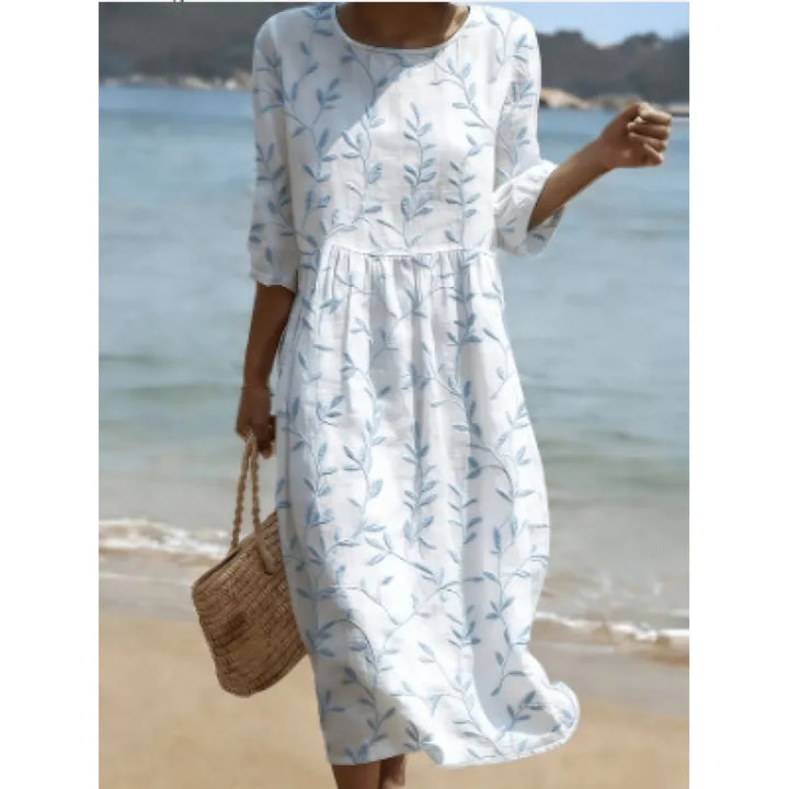 Floral Midi Dress – Lightweight Plant Print Women&