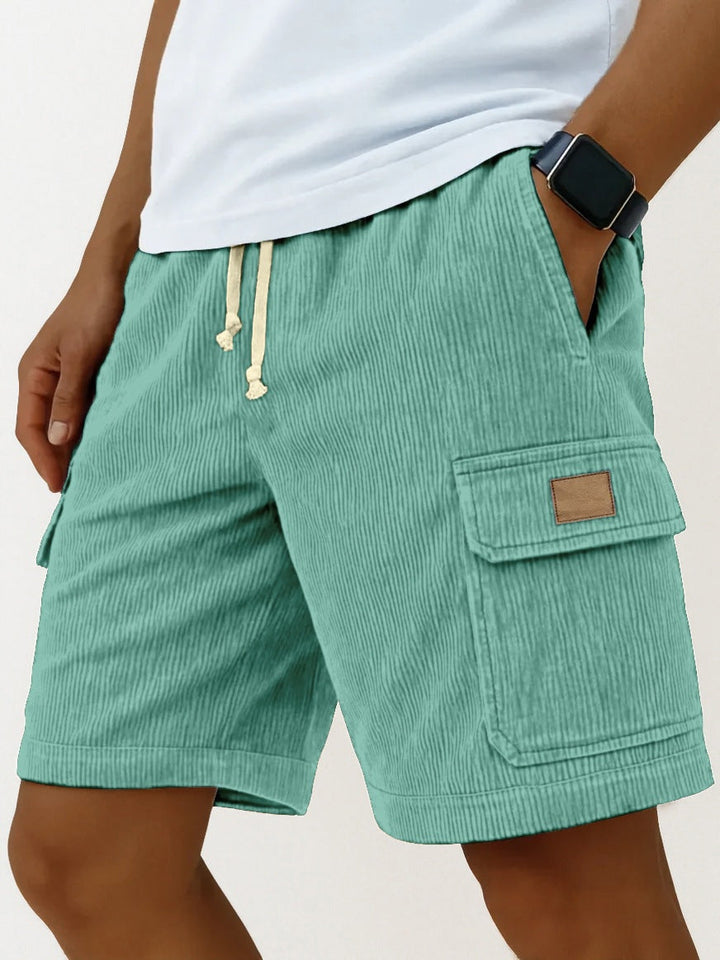 Men's Corduroy Cargo Shorts – Elasticated Drawstring Waist