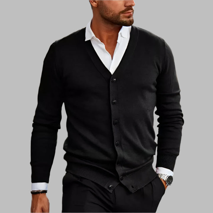 Men's Cardigan Sweater – V-Neck Button-Up Knit Layering Piece