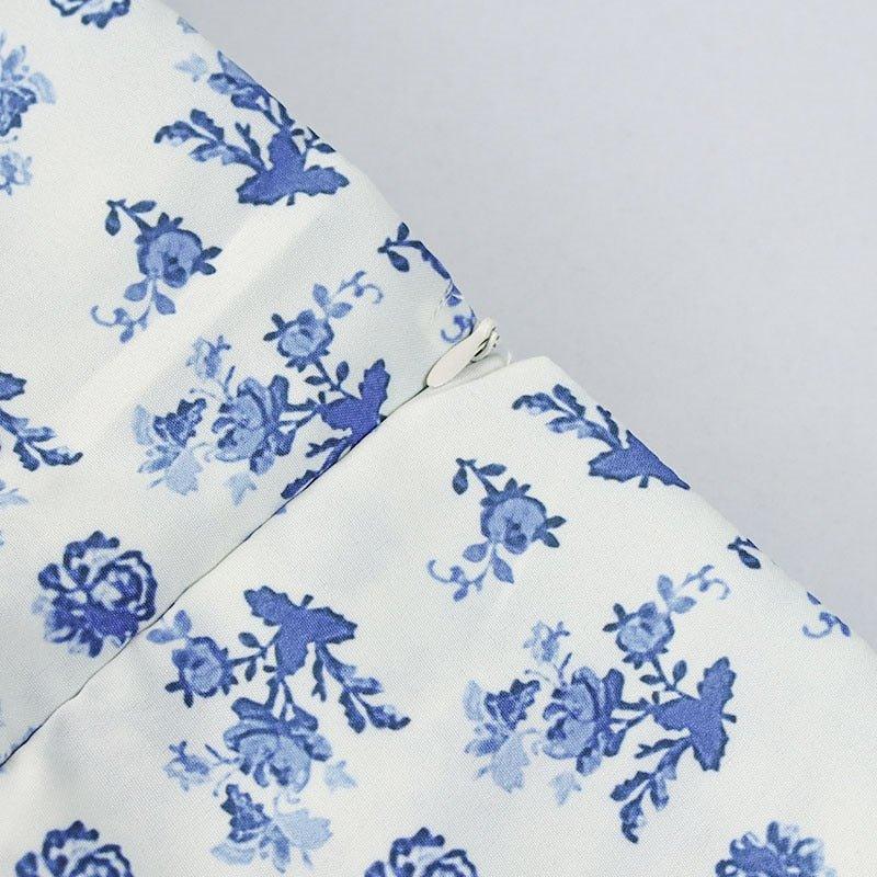 Women's Floral Midi Dress Square Neck Puff Sleeves – Flowing A-Line