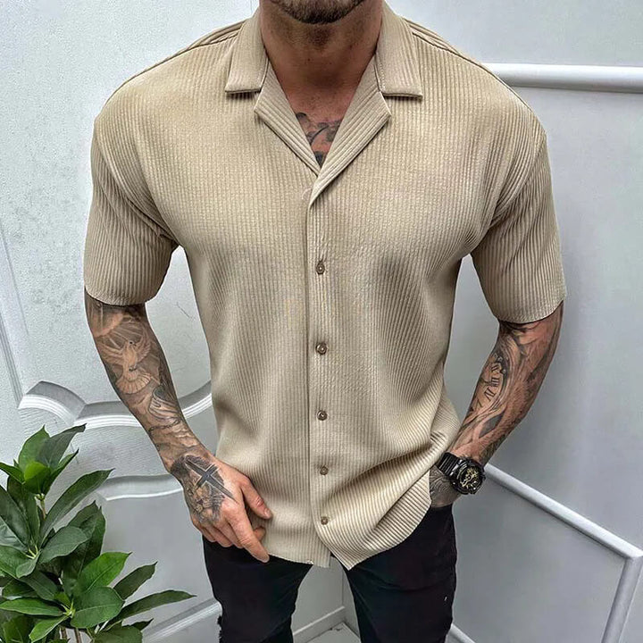 Men's Short Sleeve Camp Collar Shirt – Ribbed Knit