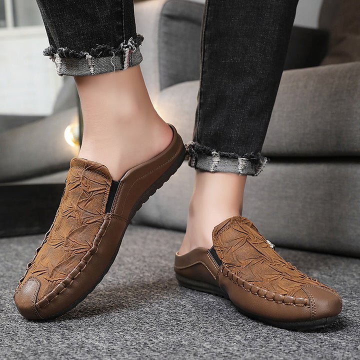 Men's Open-Back Loafer Mule Vegan Leather Slip-On with Backless Design