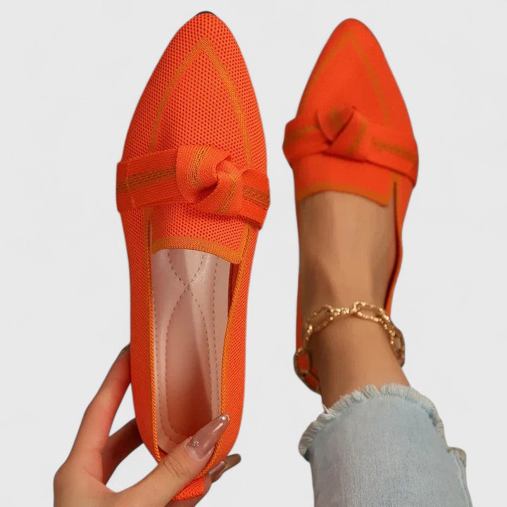 Women's Pointed Toe Loafers – Knot Detail Slip-On Flats