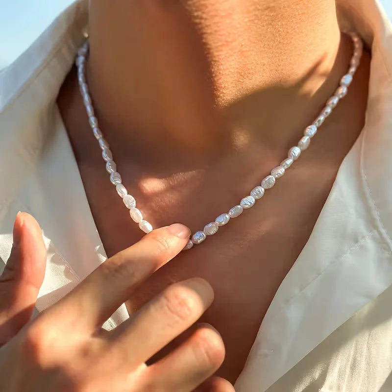 Baroque Faux Pearl Necklace – Irregular Bead Unisex Statement
