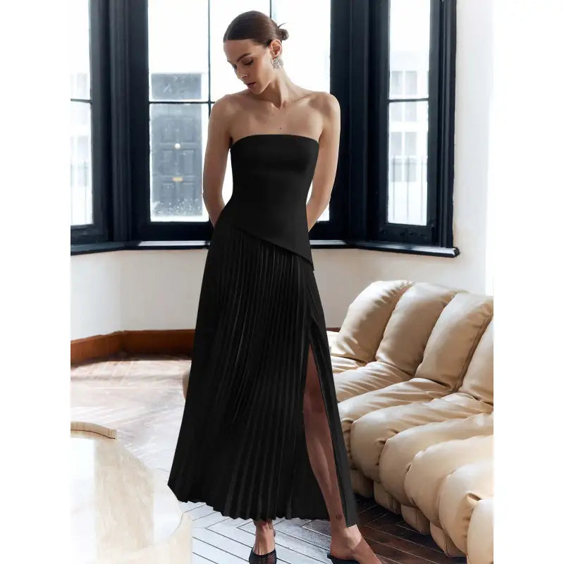 Corset Maxi Dress – Structured Bustier Bodice &amp; High Slit
