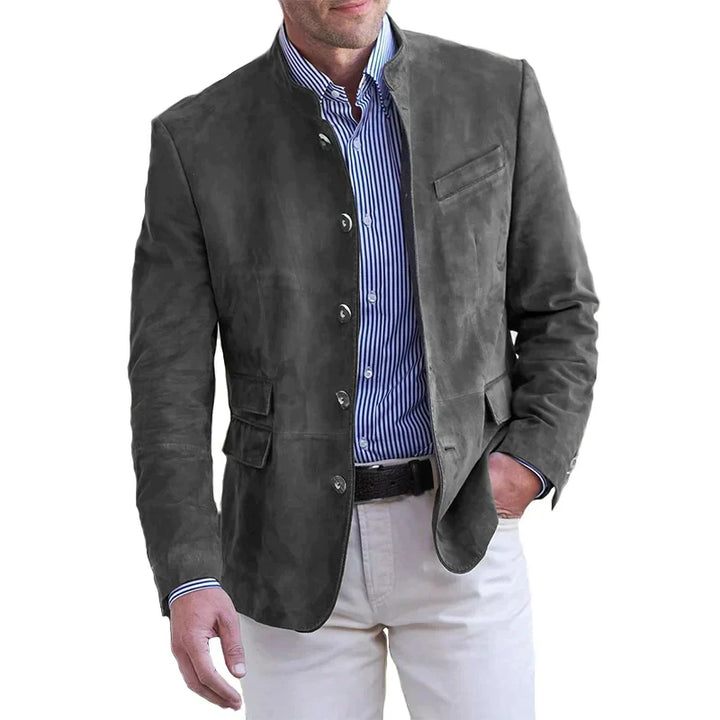 Men's Slim-Fit Blazer Stand Collar Lightweight – Smart Casual Button