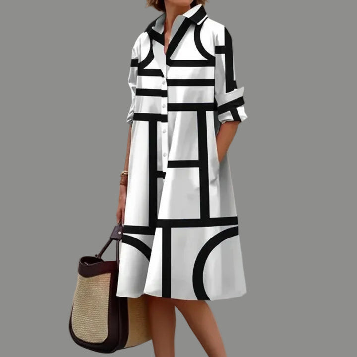 Floral Midi Dress – 3D Print Stretch Women&