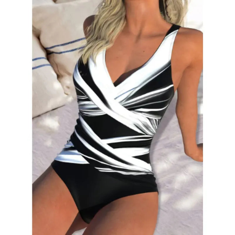 One-Piece Swimsuit V-Neck – Triangle Bra, Flattering All Body Types