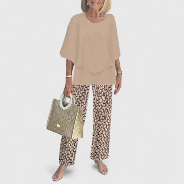 Women's Floral Pants Two-Piece Set – Round Neck Half Sleeve Co-ord
