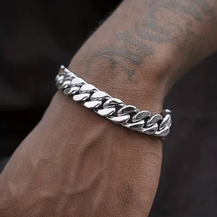 Cuban Link Bracelet Men – Polished Stainless Steel Lobster Clasp