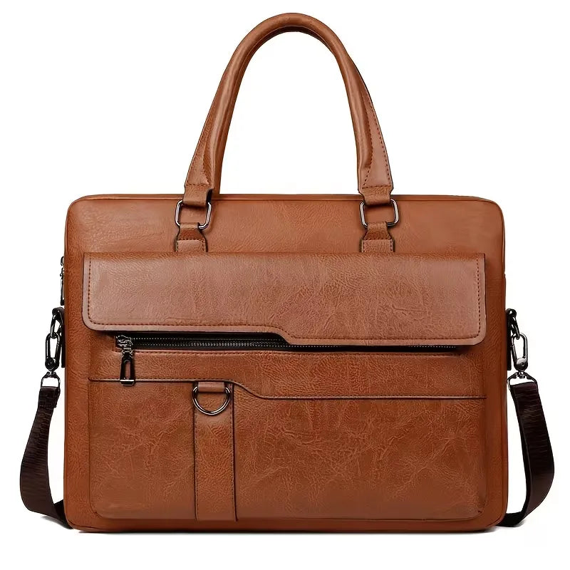 Men's Leather Laptop Bag – 15" Large Capacity Work Bag