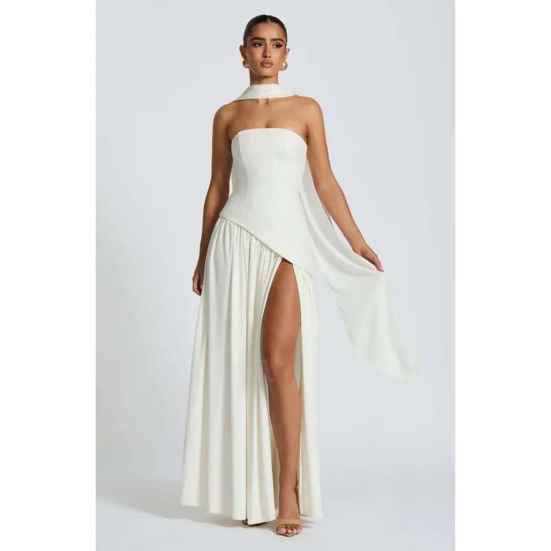 Corset Maxi Dress – Structured Bustier Bodice &amp; High Slit