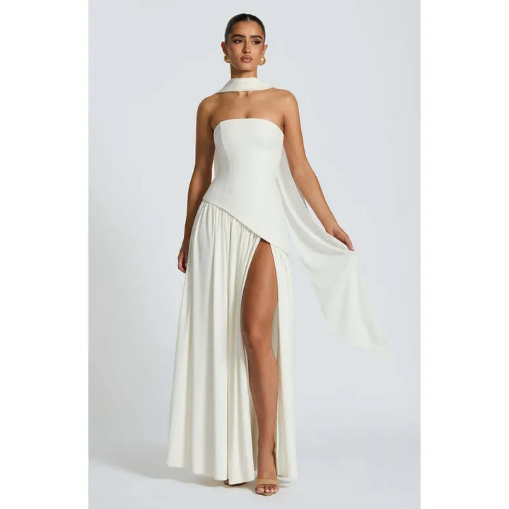 Corset Maxi Dress – Structured Bustier Bodice &amp; High Slit