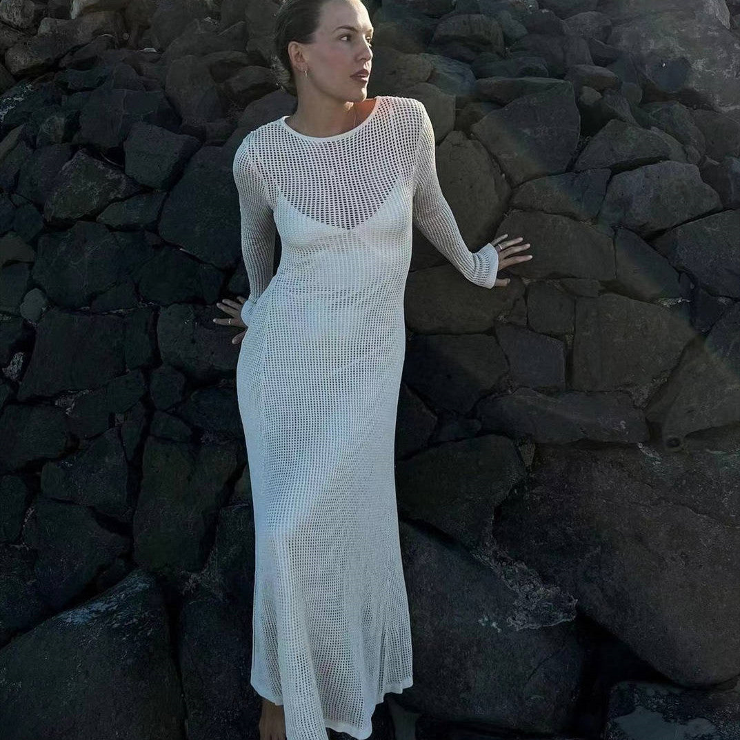 Long Sleeve Knit Midi Dress – Fitted Ribbed Silhouette