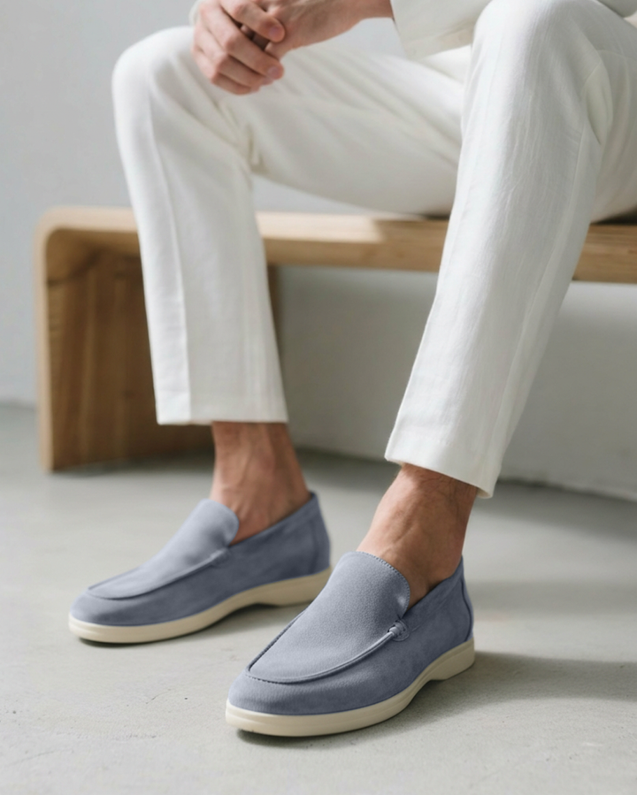 Men's Suede Loafers – Slip-On with Detailed Stitching