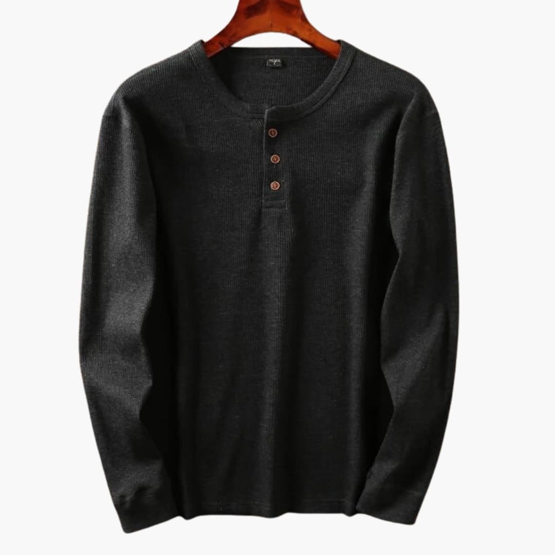 Slim Fit Long Sleeve Shirt – Men's Ribbed Structured Fabric