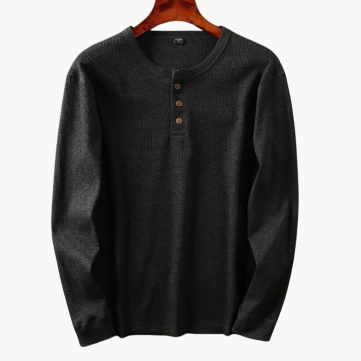 Slim Fit Long Sleeve Shirt – Men's Ribbed Structured Fabric