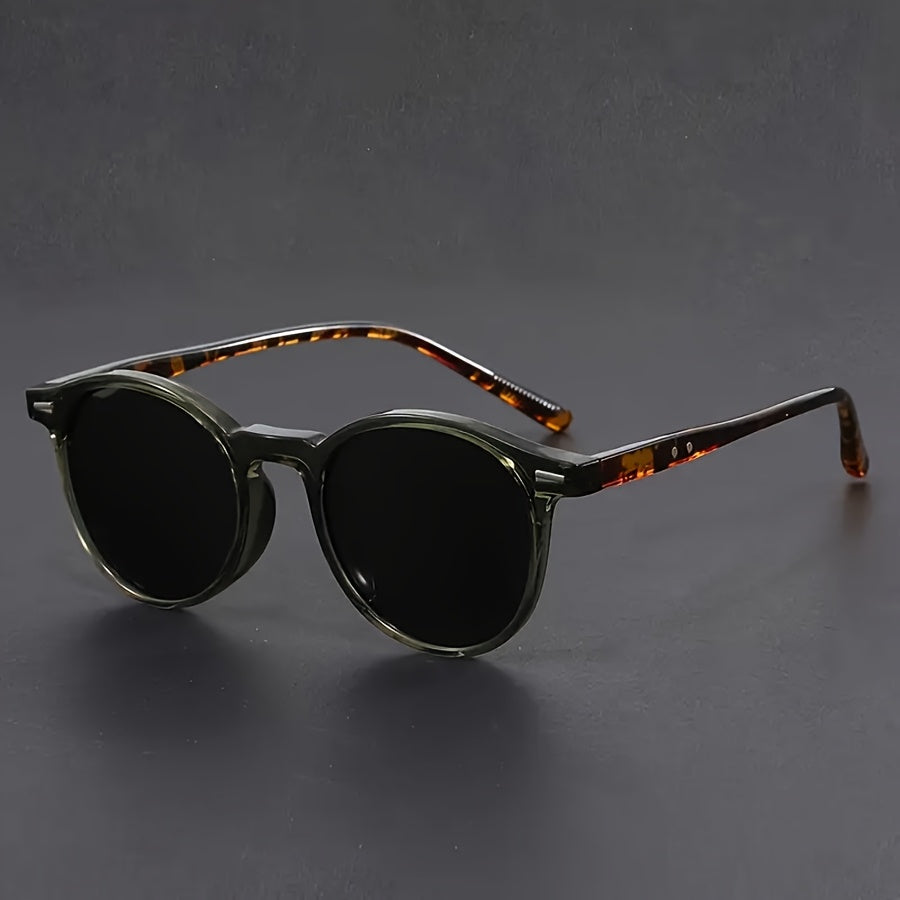 Men's Round Tortoiseshell Sunglasses – Lightweight PC Full Frame Retro