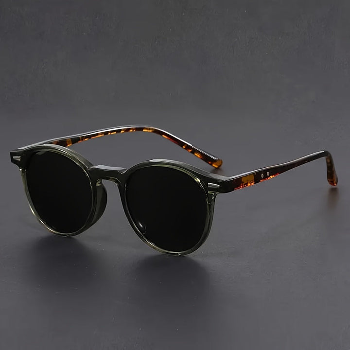 Men's Round Tortoiseshell Sunglasses – Lightweight PC Full Frame Retro