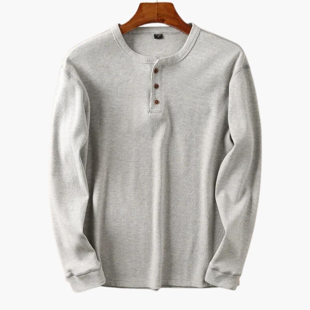 Slim Fit Long Sleeve Shirt – Men's Ribbed Structured Fabric
