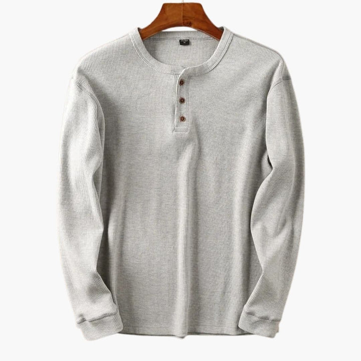 Slim Fit Long Sleeve Shirt – Men's Ribbed Structured Fabric