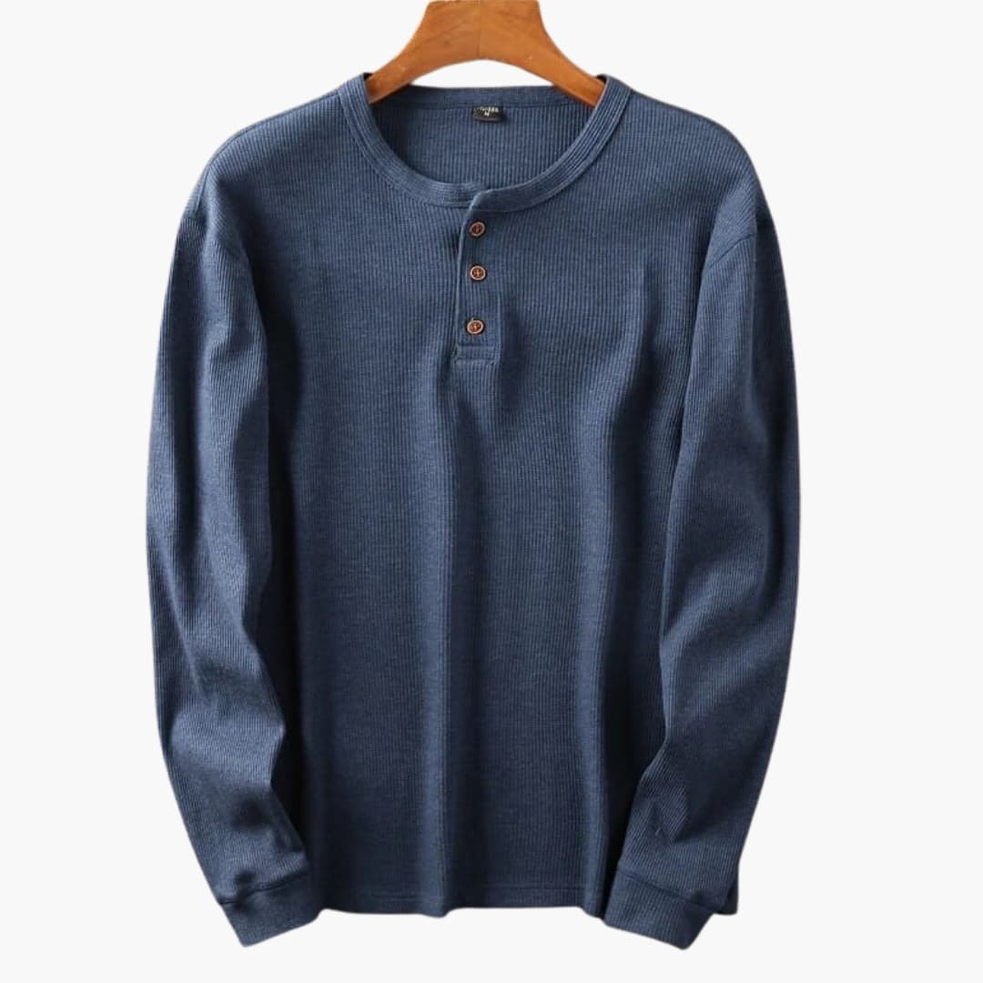 Slim Fit Long Sleeve Shirt – Men's Ribbed Structured Fabric