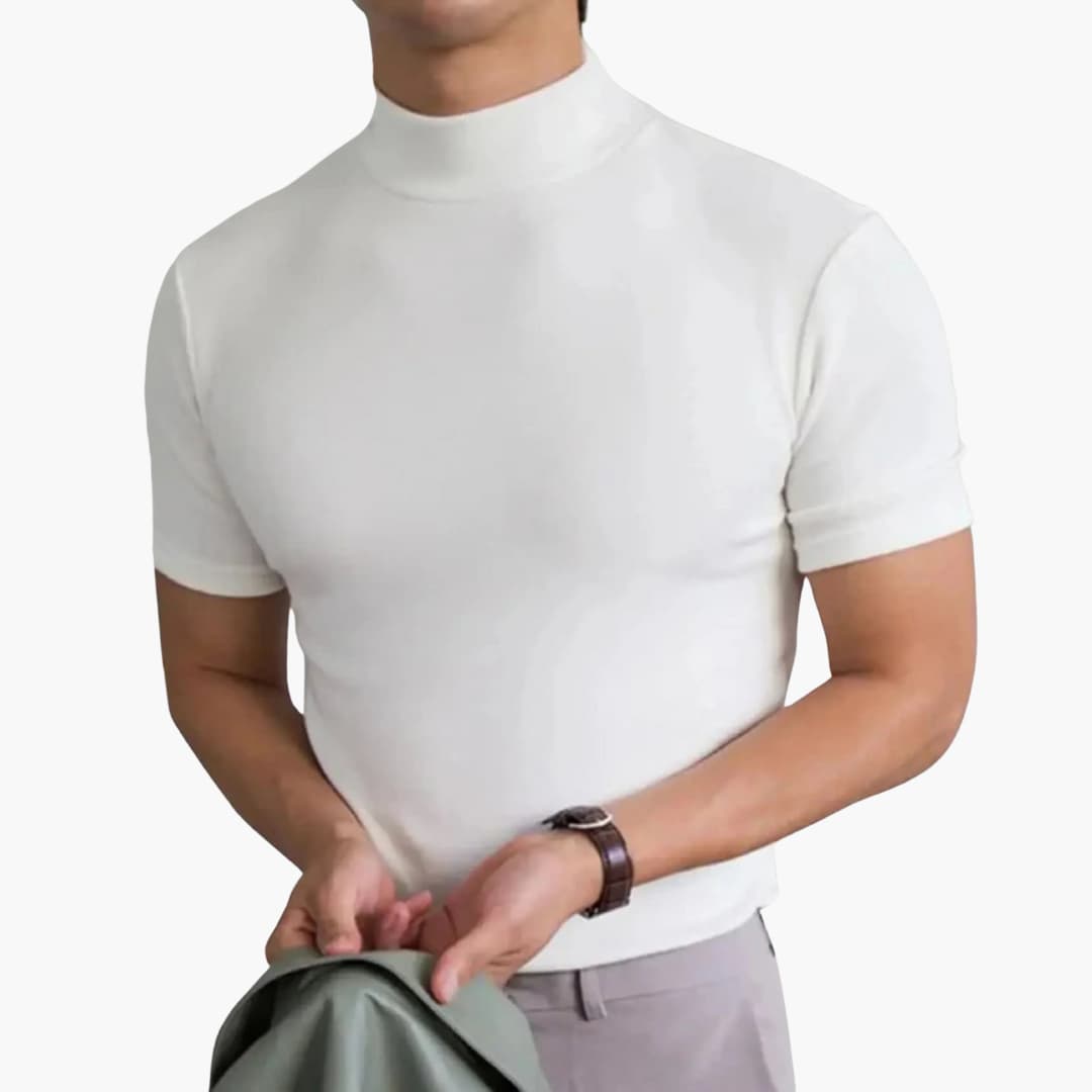 Men's Mock Neck T-Shirt – Slim Fit Short Sleeve Top